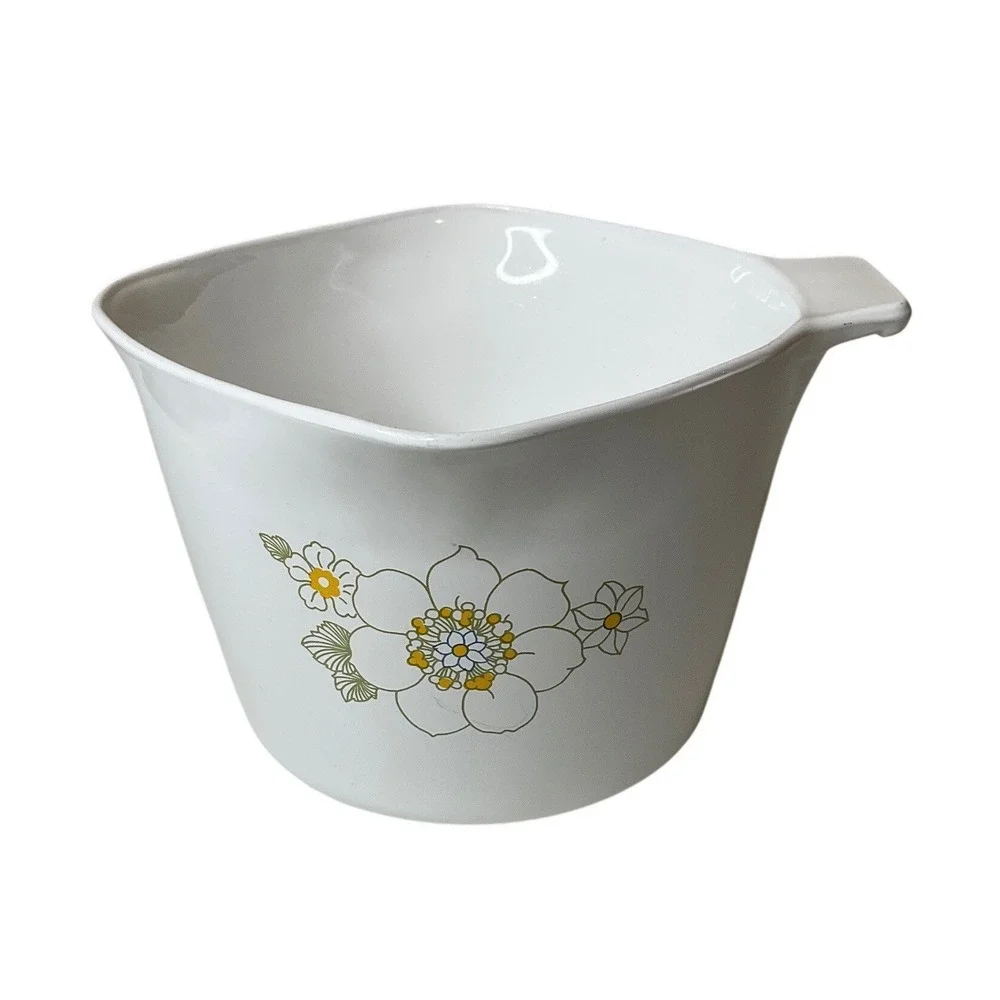 Corning Ware Vintage Floral Bouquet 1 Quart Sauce Maker Measuring Cup Bowl 70s